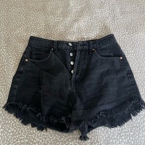 Black high waisted jeans shorts